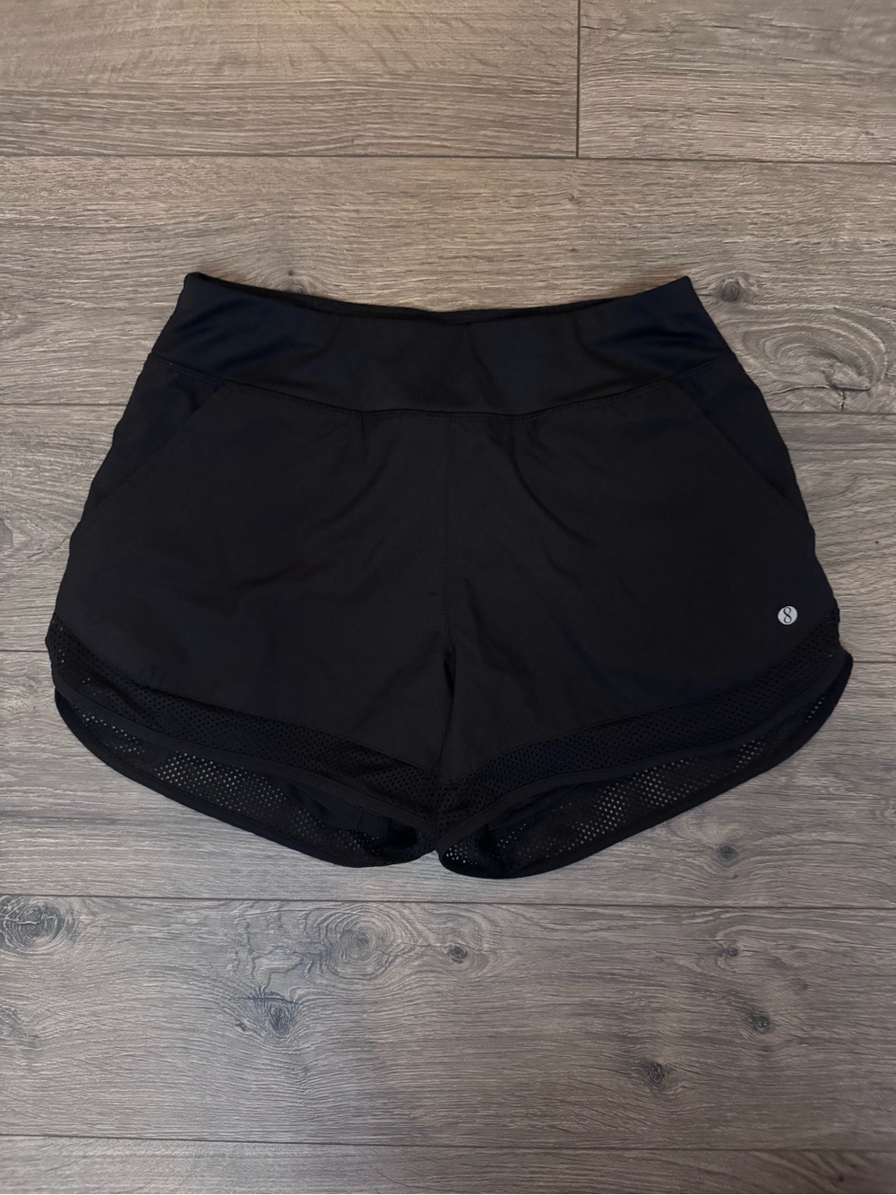 Layers Women’s Black Mesh-Trim Running Shorts